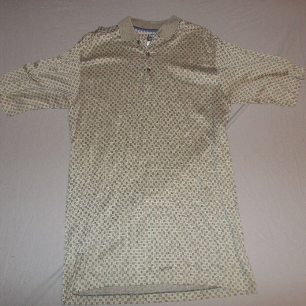 Callaway Polo Shirt Mens Medium brown check Short Sleeve Golf Casual